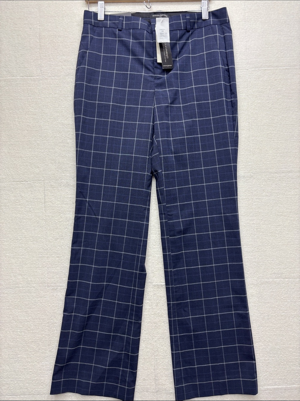 New Banana Republic | Navy Windowpane Dress Pants Logan 8 trousers
